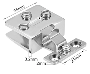 Glastürscharniere zum Klemmen bis 8 mm Glastüren oder Glasvitrinen.