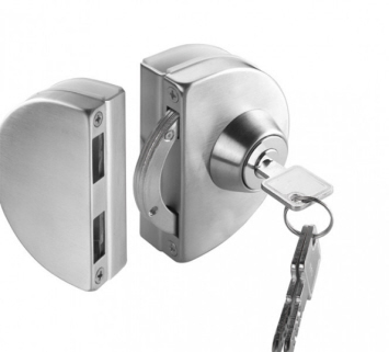 Türschloss für Glastüren zum Klemmen und Kleben bis 12 mm Glas.